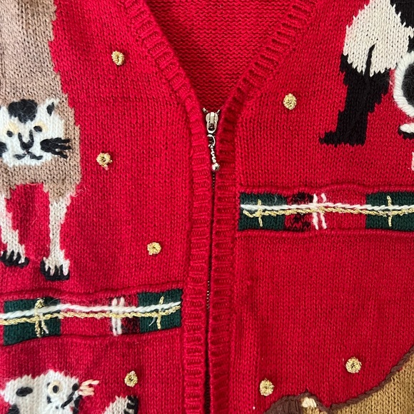 - Vintage 90’s Christmas Kitty Cat Ugly Sweater Vest - size M - Picture 7 of 13